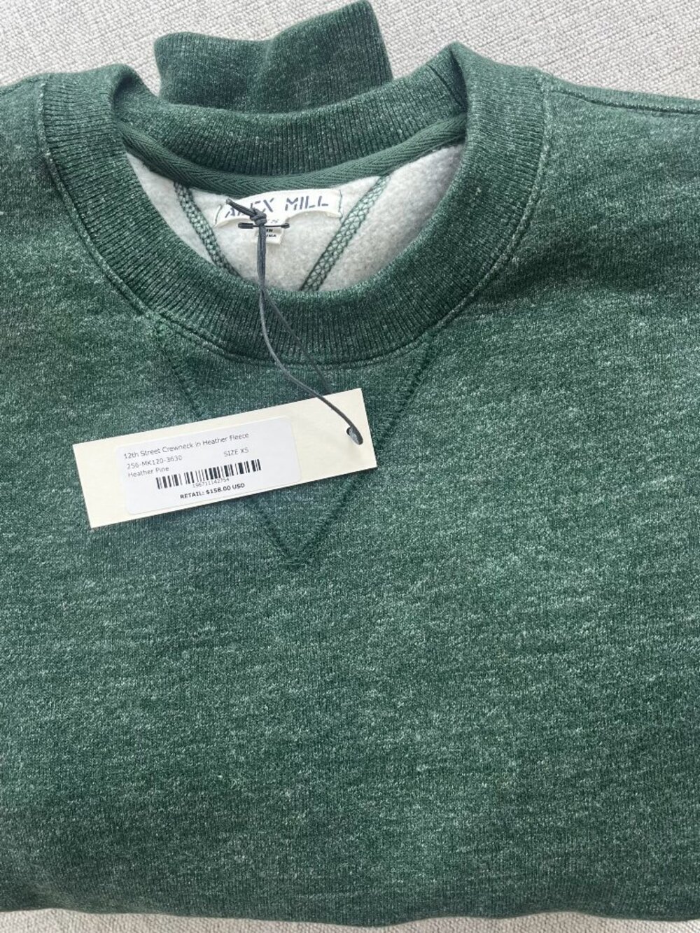 Alex Mill Marlon Sweatshirt, Heather Pine, sz. XS